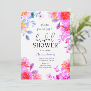 Pink boho floral bridal shower invitation