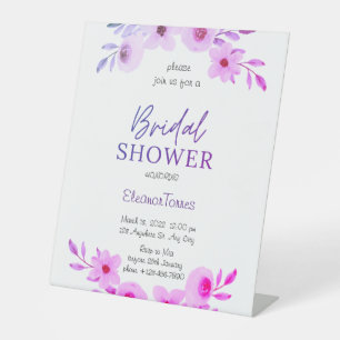 Pink boho floral bridal shower pedestal sign