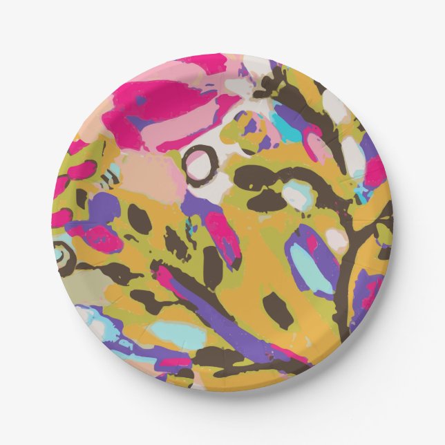 Pink Boho Floral I Paper Plate (Front)