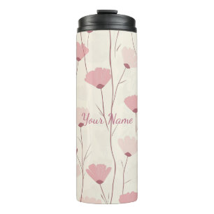 Pink Boho Floral Pattern Personalised Thermal Tumbler