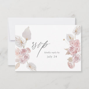 Pink Boho Floral w Meal RSVP 2