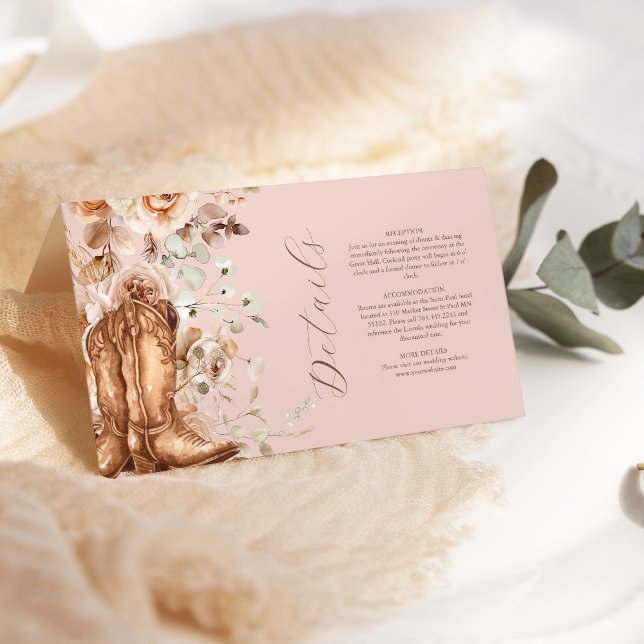Pink Boho Floral Western Wedding Enclosure Card (Creator Uploaded)