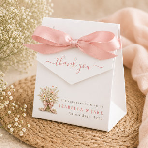 Pink Boho Floral Wildflower Baby Shower Thank You Favour Box