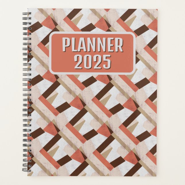 Pink Boho Geometric Abstrac Customizable Planner (Front)