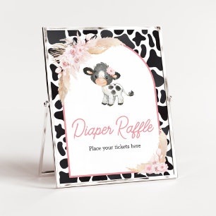 Pink Boho Highland Cow Diaper Raffle Poster