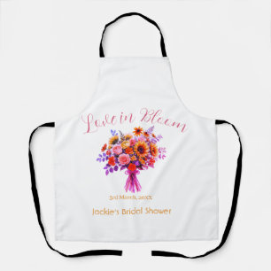 pink boho love in Bloom bridal shower name retro Apron