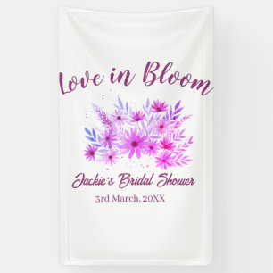 pink  boho love in Bloom bridal shower name retro Banner