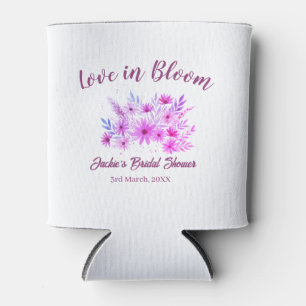 pink boho love in Bloom bridal shower name retro Can Cooler