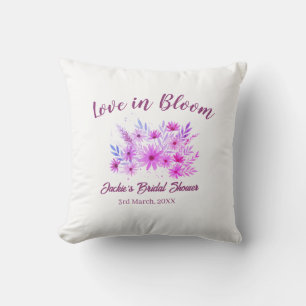 pink boho love in Bloom bridal shower name retro Cushion