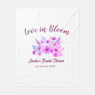pink boho love in Bloom bridal shower name retro Fleece Blanket