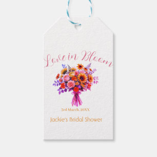 pink boho love in Bloom bridal shower name retro Gift Tags