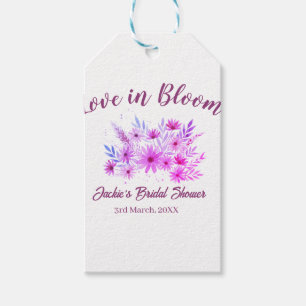 pink boho love in Bloom bridal shower name retro Gift Tags