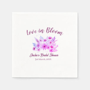 pink boho love in Bloom bridal shower name retro Napkin