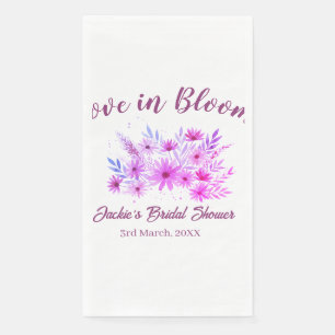 pink  boho love in Bloom bridal shower name retro Napkin