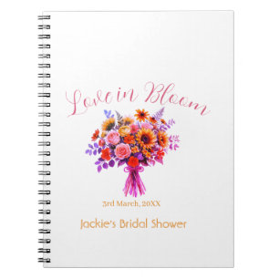 pink boho love in Bloom bridal shower name retro Notebook