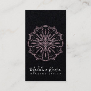 Pink Boho Mandala Yoga Macrame Business Card