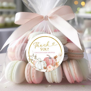 Pink Boho Pumpkin Baby Shower Classic Round Sticker