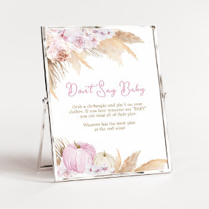 Pink Boho Pumpkin Baby Shower Don't Say Baby Poster