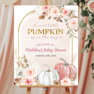 Pink Boho Pumpkin Baby Shower Welcome Sign