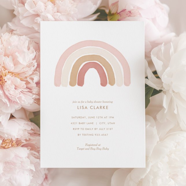Pink Boho Rainbow Baby Shower Invitation (Creator Uploaded)