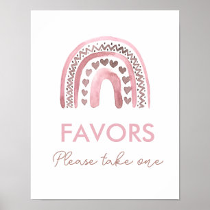 Pink Boho Rainbow Girl Birthday Favours Sign
