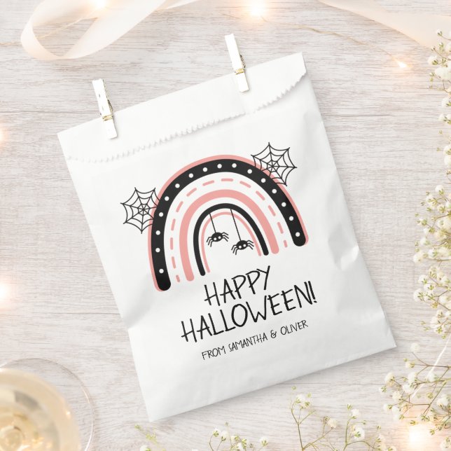 Pink Boho Rainbow Halloween Favour Bags (Clipped)