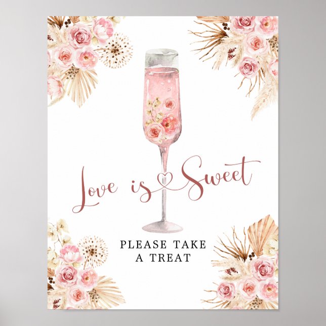 Pink Boho Rose Soiree Love is Sweet Sign (Front)