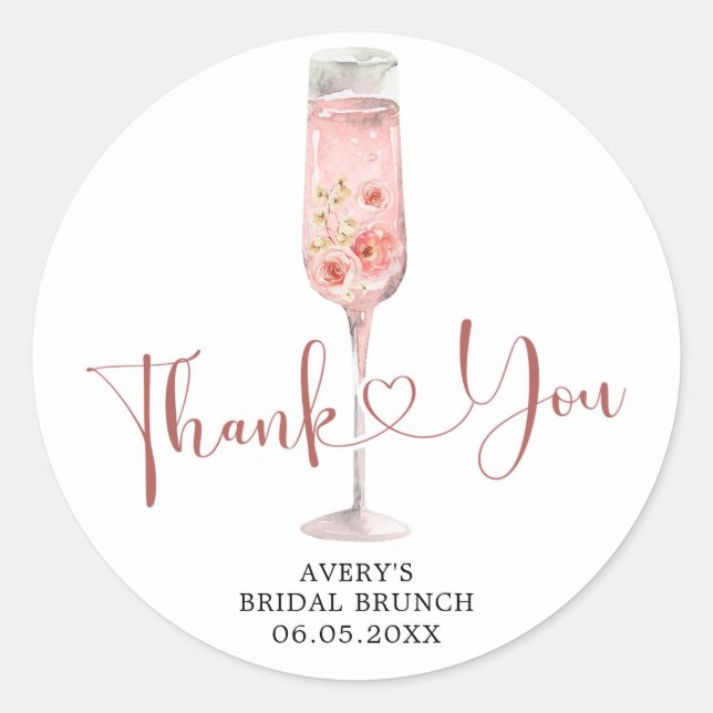 Pink Boho Rose Soiree Thank You Sticker (Front)