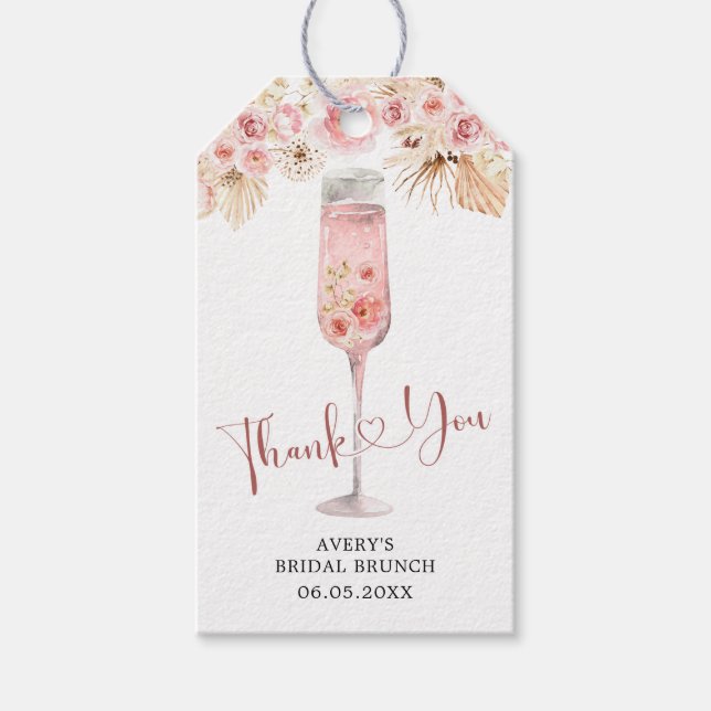 Pink Boho Rose Soiree Thank You Tag (Front)