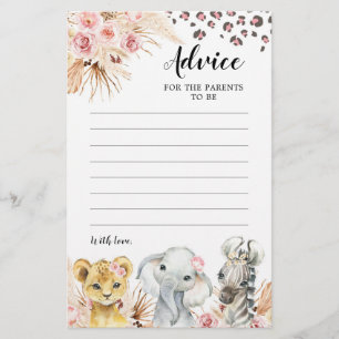 Pink Boho Safari Party Animals Advice for Parents