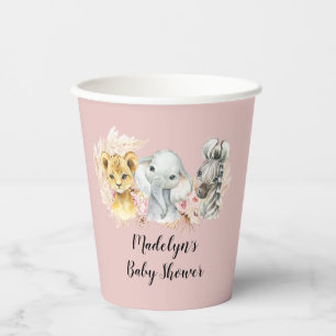 Pink Boho Safari Party Animals Girl Paper Cup