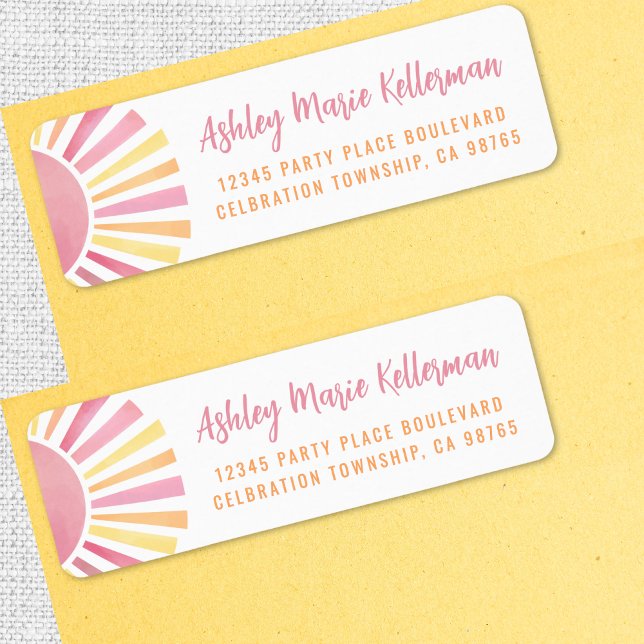 Pink Boho Sun Return Address (Pink Boho Sun Return Address label )