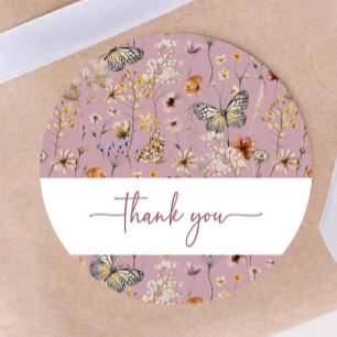 Pink Boho Wildflower Baby Shower Sticker