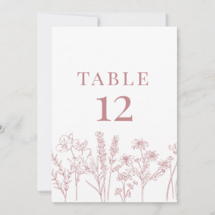 Pink Boho Wildflower Table Card Number