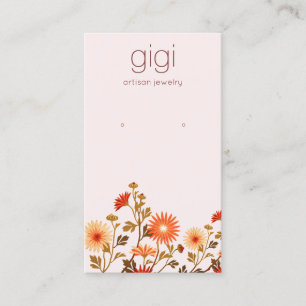 Pink Boho Wildflowers Floral Earring Display Business Card