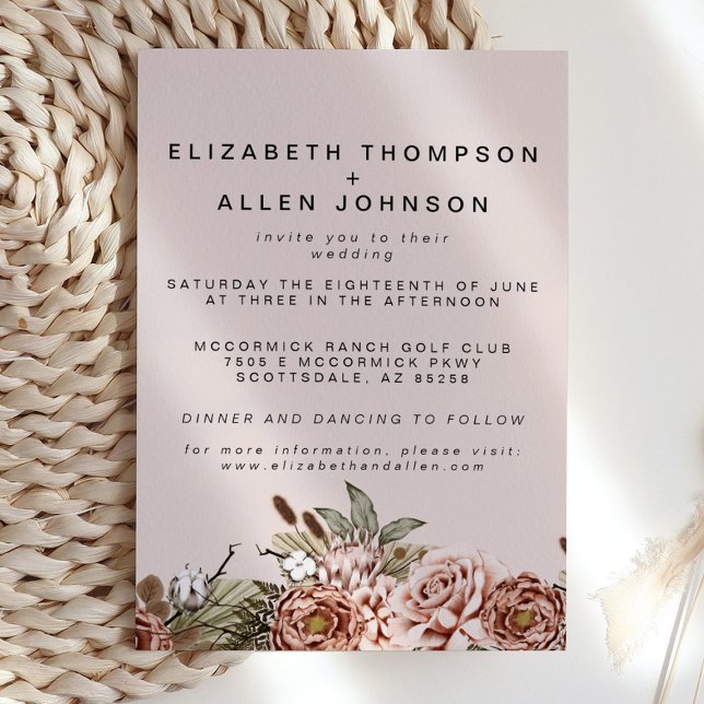 Pink Bohohemian Cottagecore Enchanted Wedding Invitation (Creator Uploaded)