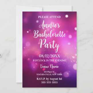 Pink Bokeh Bachelorette Party Invitation