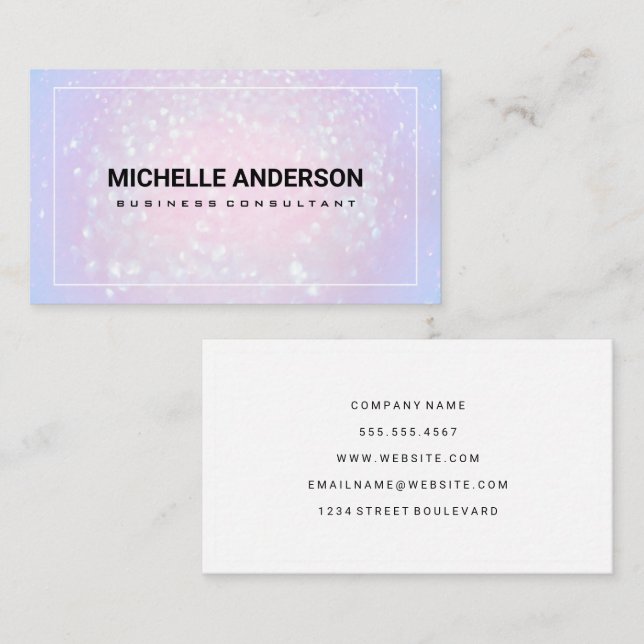 Pink Bokeh Background | White Border Business Card (Front/Back)