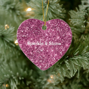Pink Bokeh Glitter Ceramic Tree Decoration