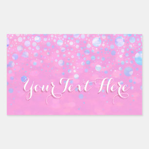Pink Bokeh Glitter Stars Rectangular Sticker
