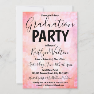 Pink Bokeh Graduation Party Invitation