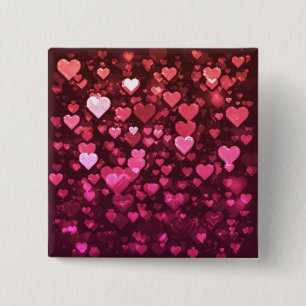 Pink Bokeh Hearts Digital Background Wallpaper 15 Cm Square Badge