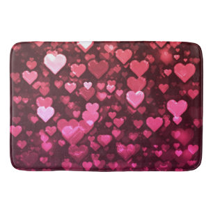Pink Bokeh Hearts Digital Background Wallpaper Bath Mat