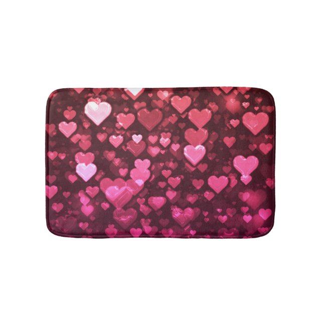 Pink Bokeh Hearts Digital Background Wallpaper Bath Mat (Front)
