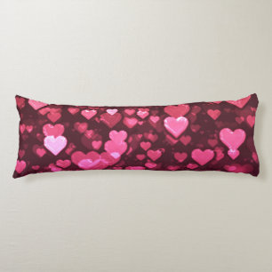 Pink Bokeh Hearts Digital Background Wallpaper Body Cushion