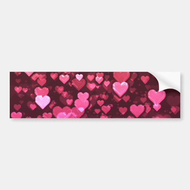Pink Bokeh Hearts Digital Background Wallpaper Bumper Sticker (Front)