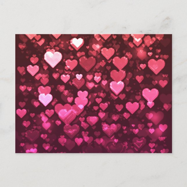 Pink Bokeh Hearts Digital Background Wallpaper Postcard (Front)