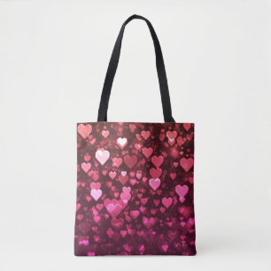 Pink Bokeh Hearts Digital Background Wallpaper Tote Bag