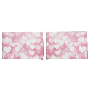 Pink Bokeh Hearts Pillowcase