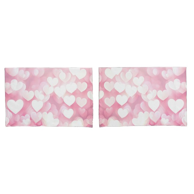 Pink Bokeh Hearts Pillowcase (Front-Set)